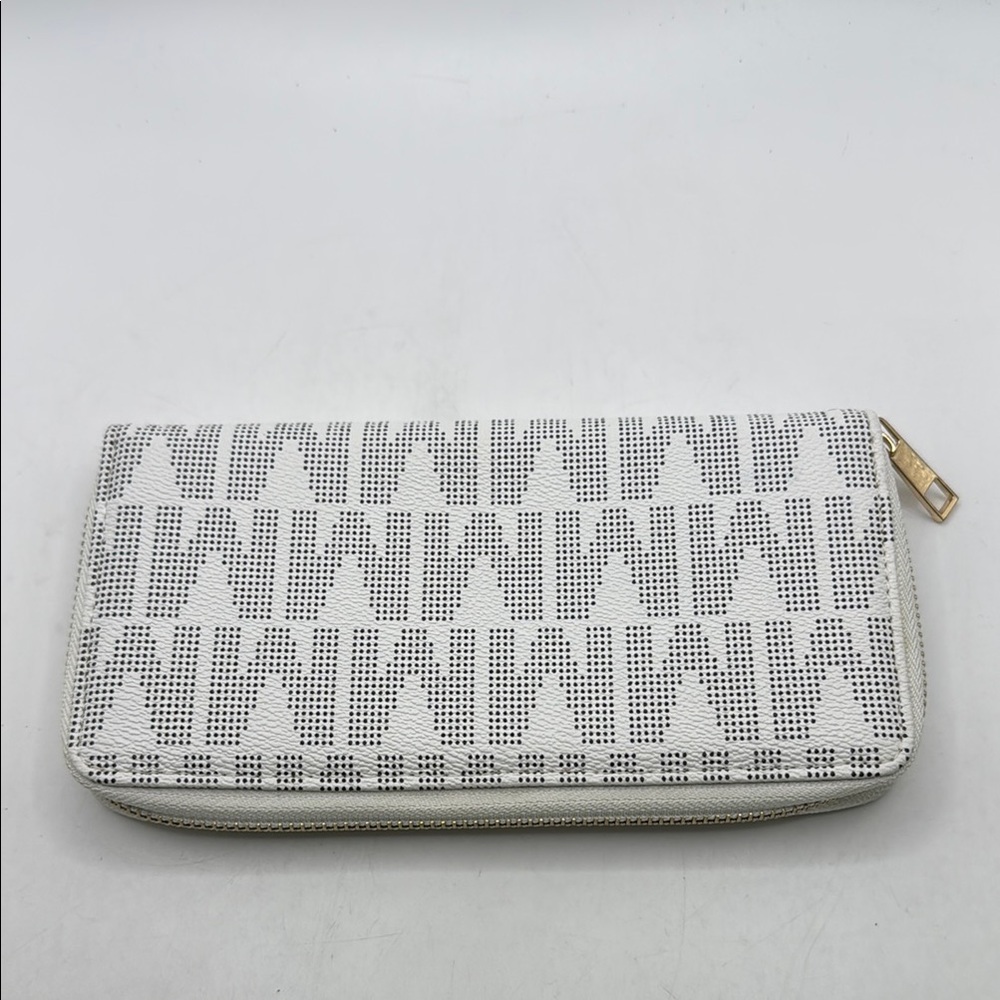 MKF Collection White Patterned M Zip Around Accordion Womens Wallet Card Holder